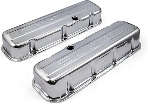 Speedmaster PCE314.1004.03 متوافق مع أغطية الصمامات الفولاذية Chevy BBC 454 Chrome "454 Stamped" - طويلة مع فتحة محيرة in Kuwait