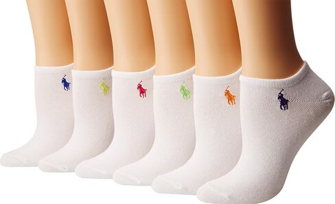 LAUREN Ralph Lauren 6-Pack Flat Knit Ultra Low Cut Socks White Assorted 9-11 (US Women's size 4-10.5) in Saudi Arabia