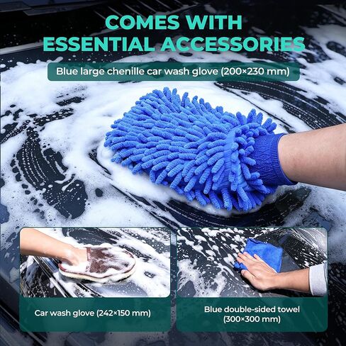 HAUSHOF 61 fl oz Electric Foam Sprayer, USB Rechargeable with 11 fl oz Car Wash Liquid, Cordless Automatic Pressurized Foam Sprayer for Car Washing, Auto Detailing, Home & Garden in Saudi Arabia