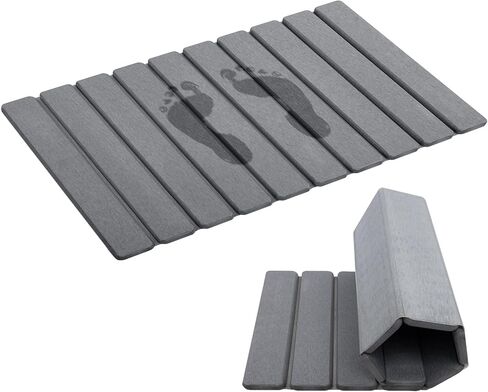 THMINS Long Diatomaceous Earth Stone Bath Mat, Roll Out Stone Bath Runner, Foldable Bathroom Runner Mat Rugs 47x16 inch, Super Absorbent, Quick-Drying, Non-Slip, Space-Saving, Easy to Clean in Saudi Arabia