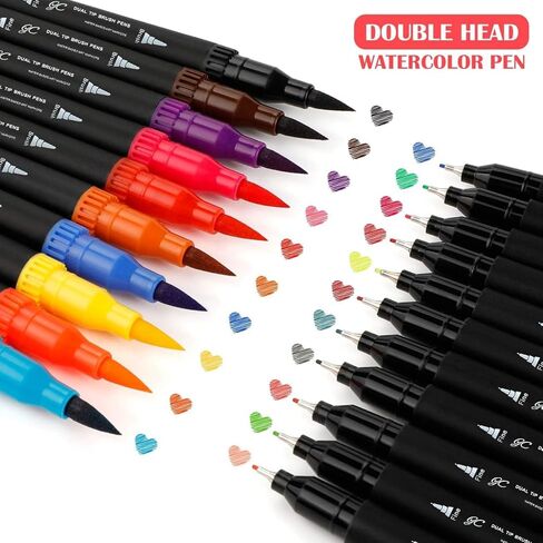 72 Colors Dual Tip Brush Pen Markers Set | Flexible Brush & Fine Point Art Markers for Adult Coloring, Calligraphy, Hand Lettering，Illustration, Sketching | Gift Box in Kuwait