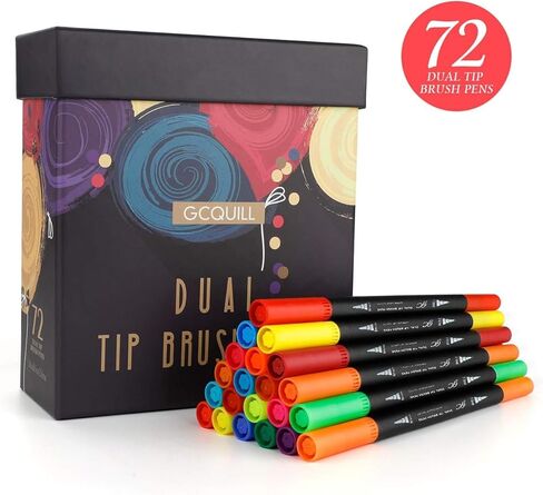 72 Colors Dual Tip Brush Pen Markers Set | Flexible Brush & Fine Point Art Markers for Adult Coloring, Calligraphy, Hand Lettering，Illustration, Sketching | Gift Box in Kuwait