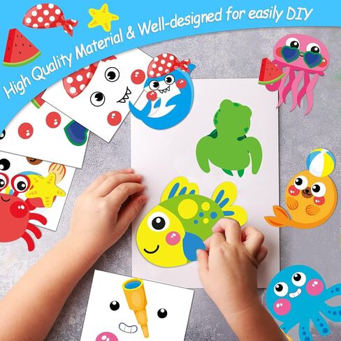 Qyeahkj 27 Sets Summer Under the Sea Craft Kits Kids DIY Ocean Sea Animal Craft Preschool Art Craft Project, Make Your Own Ocean Animal Bulk Set for Home Classroom Day-Care Game Activities in Kuwait