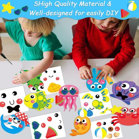Qyeahkj 27 Sets Summer Under the Sea Craft Kits Kids DIY Ocean Sea Animal Craft Preschool Art Craft Project, Make Your Own Ocean Animal Bulk Set for Home Classroom Day-Care Game Activities in Kuwait