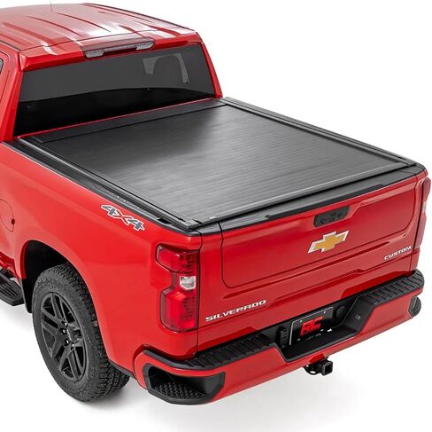 Rough Country Powered Retractable Bed Cover for Chevy Silverado & GMC Sierra 1500 (2019-2026) - Fits 5'10 Bed - Electric Aluminum Tonneau Cover with Key Fob Control in Kuwait