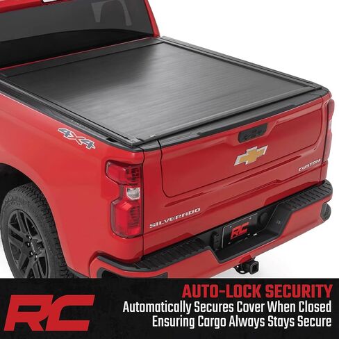 Rough Country Powered Retractable Bed Cover for Chevy Silverado & GMC Sierra 1500 (2019-2026) - Fits 5'10 Bed - Electric Aluminum Tonneau Cover with Key Fob Control in Kuwait