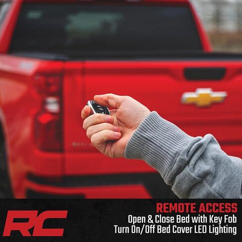 Rough Country Powered Retractable Bed Cover for Chevy Silverado & GMC Sierra 1500 (2019-2026) - Fits 5'10 Bed - Electric Aluminum Tonneau Cover with Key Fob Control in Kuwait