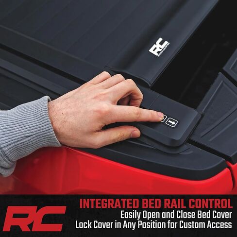 Rough Country Powered Retractable Bed Cover for Chevy Silverado & GMC Sierra 1500 (2019-2026) - Fits 5'10 Bed - Electric Aluminum Tonneau Cover with Key Fob Control in Kuwait
