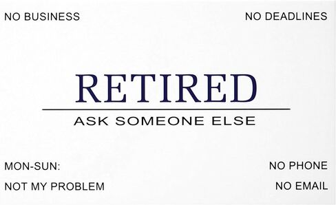 RXBC2011 Retired Business Cards Funny Retirement Gift (Pack of 50 White Cards/With Gold Mirror Stainless Steel Case) For Retired Men Women Coworkers Employees Boss Friend Colleague in Kuwait