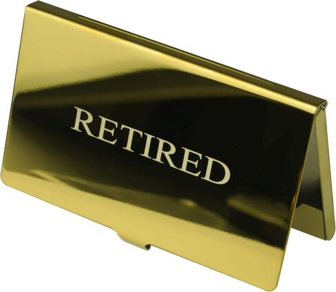 RXBC2011 Retired Business Cards Funny Retirement Gift (Pack of 50 White Cards/With Gold Mirror Stainless Steel Case) For Retired Men Women Coworkers Employees Boss Friend Colleague in Kuwait