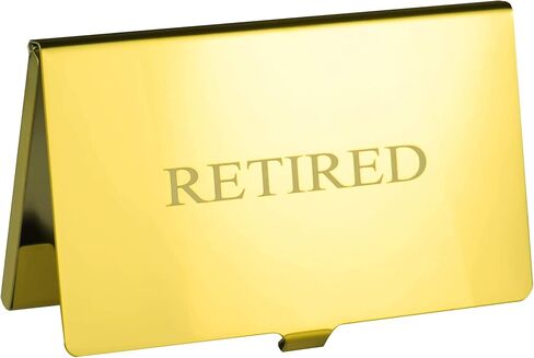 RXBC2011 Retired Business Cards Funny Retirement Gift (Pack of 50 White Cards/With Gold Mirror Stainless Steel Case) For Retired Men Women Coworkers Employees Boss Friend Colleague in Kuwait