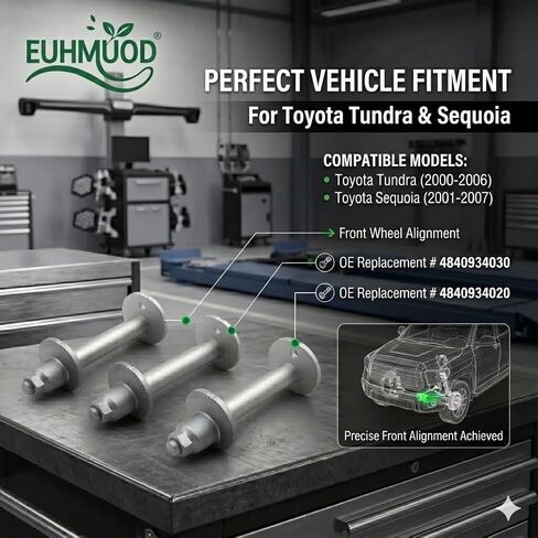 Lower Control Arm Bolts Fit for Toyota Tundra 2000-2006 & Sequoia 2001-2007, Front Alignment Camber Toe Adjustment Bolts Kit, Replace 4840934030 4840934020, 1 Sets in Saudi Arabia