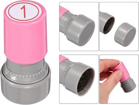 PATIKIL Self Inking Number Stamps, 20mm Numeral with Ring 1 Digital Stamps with Refill Red Ink for Notebook Scrapbooking DIY Craft Price Marking Math Learning Office Use, Pink Shell in Kuwait