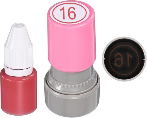PATIKIL Self Inking Number Stamps, 20mm Numeral with Ring 1 Digital Stamps with Refill Red Ink for Notebook Scrapbooking DIY Craft Price Marking Math Learning Office Use, Pink Shell in Kuwait