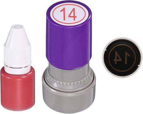 PATIKIL Self Inking Number Stamps, 20mm Numeral with Ring 1 Digital Stamps with Refill Red Ink for Notebook Scrapbooking DIY Craft Price Marking Math Learning Office Use, Pink Shell in Kuwait