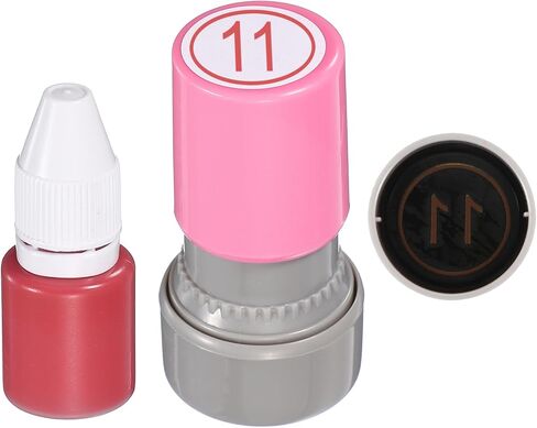 PATIKIL Self Inking Number Stamps, 20mm Numeral with Ring 1 Digital Stamps with Refill Red Ink for Notebook Scrapbooking DIY Craft Price Marking Math Learning Office Use, Pink Shell in Kuwait