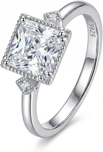 TOPROO Women's Ring, 925 Sterling Silver Plated Gold, Elegant Halo Engagement Ring for Her Women Stackable Bands Jewelry in Saudi Arabia