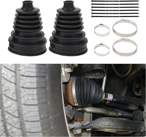 2PCS CV Boot with 4 Stainless Steel Clamps & 6 Cable Ties,Waterproof & Dustproof CV Axle Boot Repair Kit for Protect Axle,Universal CV Joint Boot Fits for Most Cars (Black) in Saudi Arabia