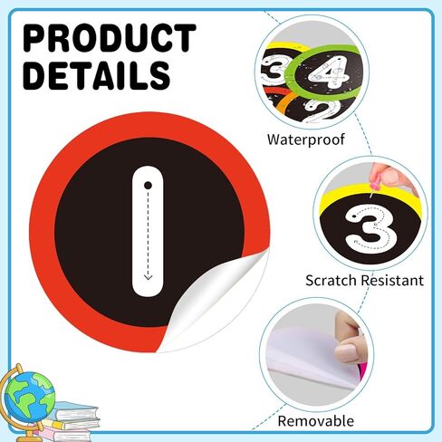Line up Spots for Classroom Floor Stickers - 36Pcs Number Spot Stickers for Classroom Lining up Dots Numbers for Back to School Kindergarten Preschool Supplies (Bright) in Kuwait