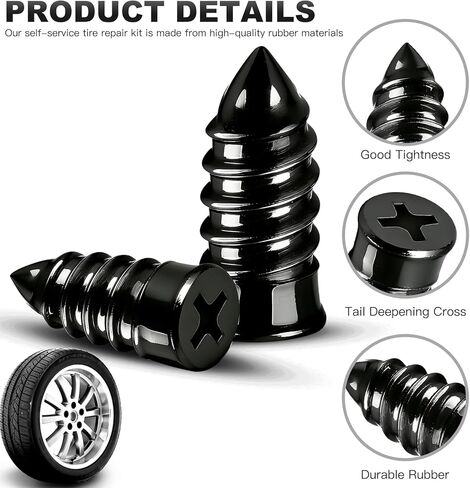 [2026 Upgraded] 30pcs Tire Repair Rubber Nail, Vacuum Tire Repair Screw Plug Kit, Self-Service Quick Tire Plug for Car, Motorcycle, Lawn Mower, ATV, Scooter- Professional No-Glue Emergency Flat Repair in Saudi Arabia