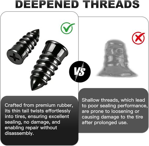 [2026 Upgraded] 30pcs Tire Repair Rubber Nail, Vacuum Tire Repair Screw Plug Kit, Self-Service Quick Tire Plug for Car, Motorcycle, Lawn Mower, ATV, Scooter- Professional No-Glue Emergency Flat Repair in Saudi Arabia