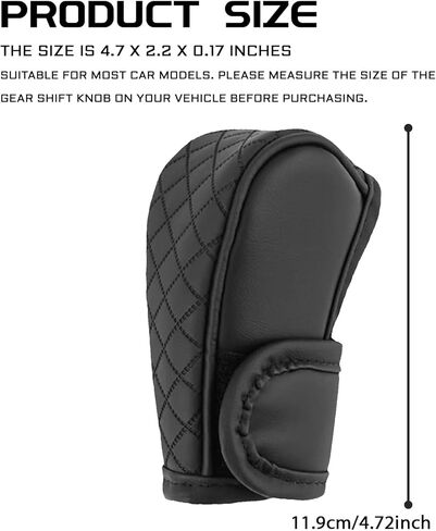 Leather Car Gear Shift Knob Cover, Anti-Slip Breathable Gear Stick Shift Knob Cover, Universal Shifter Lever Protector Cover for Cars, Trucks, SUVs, Automotive Decorative Accessories (Black) in Kuwait