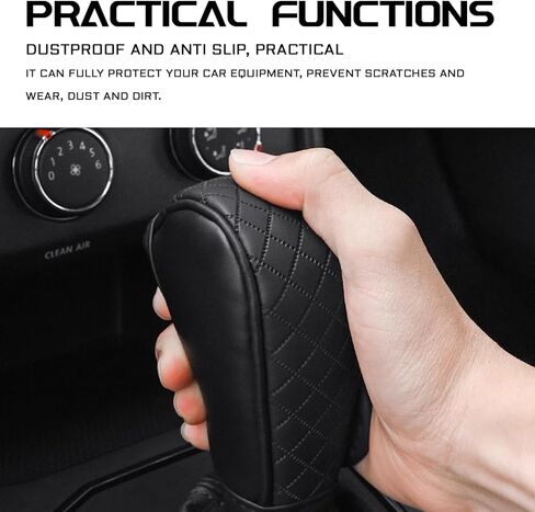 Leather Car Gear Shift Knob Cover, Anti-Slip Breathable Gear Stick Shift Knob Cover, Universal Shifter Lever Protector Cover for Cars, Trucks, SUVs, Automotive Decorative Accessories (Black) in Kuwait