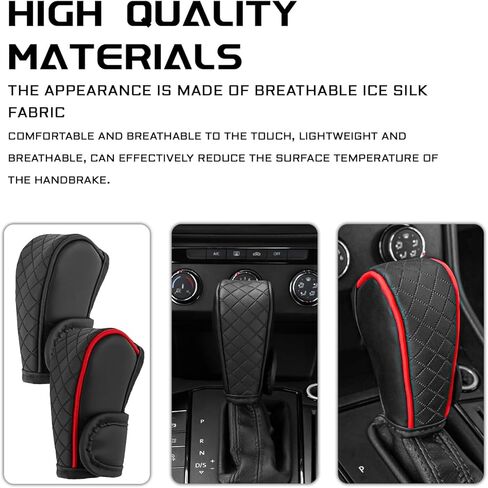 Leather Car Gear Shift Knob Cover, Anti-Slip Breathable Gear Stick Shift Knob Cover, Universal Shifter Lever Protector Cover for Cars, Trucks, SUVs, Automotive Decorative Accessories (Black) in Kuwait