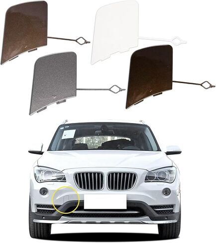 غطاء خطاف سحب المصد الأمامي للسيارة متوافق مع BMW X1 E84 2013 2014 2015 51117345034 غطاء صغير سحب غطاء العين رمادي معدني جانب الركاب الأيمن in Kuwait