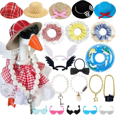 5 Sets 7 Inch Mini Desk Goose Outfits, Mini Desk Goose Clothes Headwear Hats Sunglasses Accessories Costumes for Magnetic Porch Geese Key Holder Table Decor (Figure Not Included) in Saudi Arabia