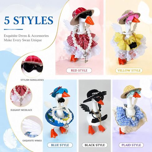 5 Sets 7 Inch Mini Desk Goose Outfits, Mini Desk Goose Clothes Headwear Hats Sunglasses Accessories Costumes for Magnetic Porch Geese Key Holder Table Decor (Figure Not Included) in Saudi Arabia