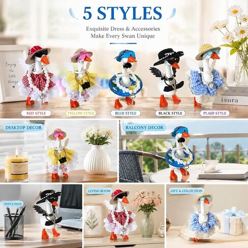 5 Sets 7 Inch Mini Desk Goose Outfits, Mini Desk Goose Clothes Headwear Hats Sunglasses Accessories Costumes for Magnetic Porch Geese Key Holder Table Decor (Figure Not Included) in Saudi Arabia