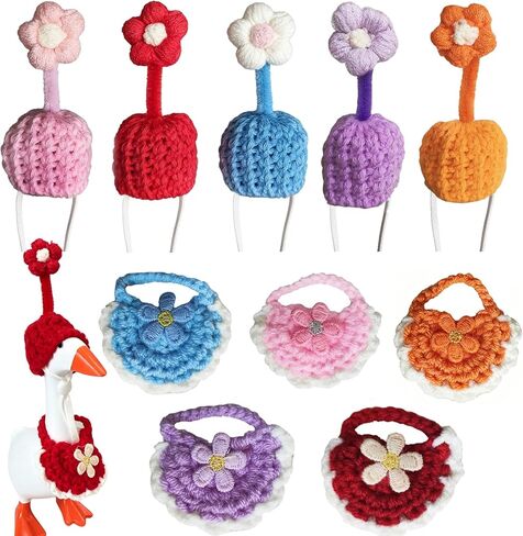 5 Sets 7 Inch Mini Desk Goose Outfits, Mini Desk Goose Clothes Headwear Hats Sunglasses Accessories Costumes for Magnetic Porch Geese Key Holder Table Decor (Figure Not Included) in Saudi Arabia
