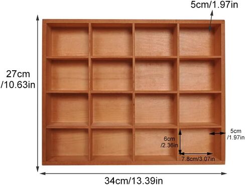 1Pc Wooden Drawer Organizer,16 Compartments Divided Tray for Arts Crafts Supplies,13.4x10.6x2‘’,Multifunction Serving Tray Divided Platter Food Server,Wooden Food Serve Tray,for Snack,Tea Bag,Hotpot in Saudi Arabia