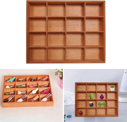 1Pc Wooden Drawer Organizer,16 Compartments Divided Tray for Arts Crafts Supplies,13.4x10.6x2‘’,Multifunction Serving Tray Divided Platter Food Server,Wooden Food Serve Tray,for Snack,Tea Bag,Hotpot in Saudi Arabia