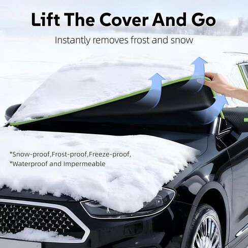 Windshield Snow Cover - Car Windshield Cover for Ice and Snow,Automotive Magnetic Windshield Frost Cover with Side Window and Mirror Protector for Winter Use in Saudi Arabia