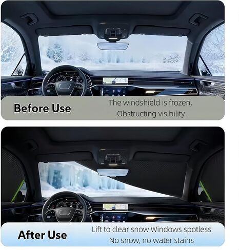 Windshield Snow Cover - Car Windshield Cover for Ice and Snow,Automotive Magnetic Windshield Frost Cover with Side Window and Mirror Protector for Winter Use in Saudi Arabia