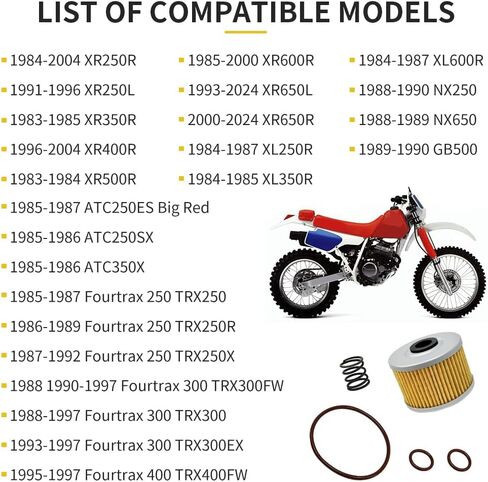طقم فلتر زيت 3 قطع متوافق مع Honda XR250R XR350R XR400R XR500R XR600R XR650L 1983-2024 Fourtrax 250 TRX250 TRX250R TRX250X 1985-1992 ATC350X ATC250SX in Kuwait