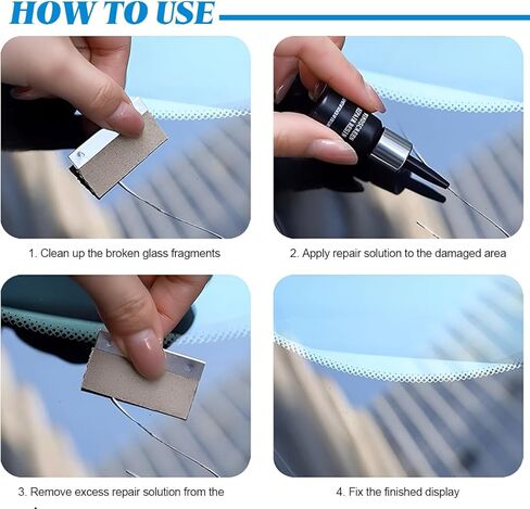 2PCS Car Windshield Repair Kit, Vehicle Windscreen Quick Repair Resin Fluid, Automotive Cracked Glass Repairing Accessories for Fixing Window Chip Scratch, Universal for Most Vehicles in Saudi Arabia
