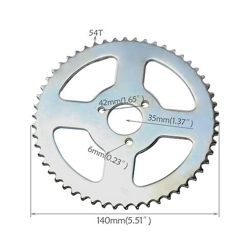 54T T8F Chain Sprocket - Rear, 35mm 1.38 Inch Inner Diameter, 3 Holes - for 47cc 49cc Mini Dirt Pocket Bike Scooter ATV UTV Quad Moped Buggy Lawn Mower Dune 4 Wheeler Tricycles with 2 Stroke Engine in Kuwait
