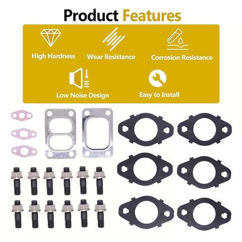 1045985 Exhaust Manifold Gaskets, Stud & Nut kit Compatible with Dodge 24V 5.9L 6.7L Cummins 1998-2007 Replaces 1045986 1045987 in Saudi Arabia