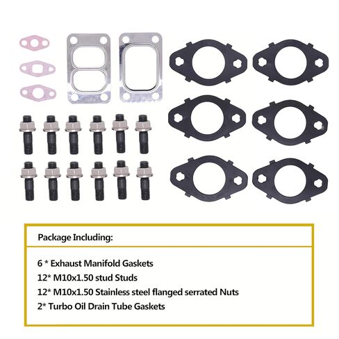 1045985 Exhaust Manifold Gaskets, Stud & Nut kit Compatible with Dodge 24V 5.9L 6.7L Cummins 1998-2007 Replaces 1045986 1045987 in Saudi Arabia