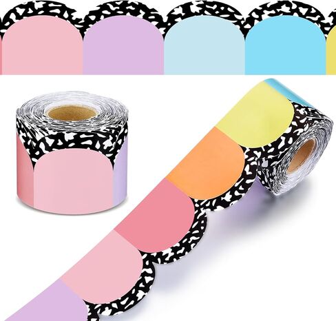 Harloon 65.62ft Pastel Composition Bulletin Board Borders Pastel Composition Scalloped Rolled Border Trim Decorations for Classroom School Home Office Chalkboard Decor in Kuwait