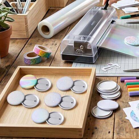 160 Pcs Colorful Badge Film Button Maker Supplies Glittering Film, 8 Styles Holographic Glitter Films Badge Protective Films 2.25 Inch 58mm Button Maker Machine Clip Pin Parts for Arts Crafts Supplies in Kuwait