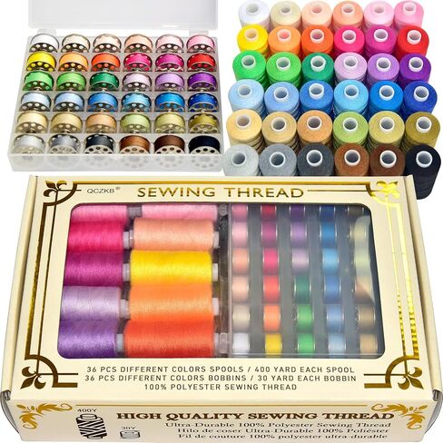 72Pcs 36 Colors Prewound Metal Bobbins and 36 Colors Sewing Thread Spools for Hand & Machine Sewing, Emergency and Travel, DIY and Home(Neutral Color) in Saudi Arabia