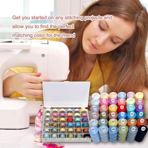 72Pcs 36 Colors Prewound Metal Bobbins and 36 Colors Sewing Thread Spools for Hand & Machine Sewing, Emergency and Travel, DIY and Home(Neutral Color) in Saudi Arabia