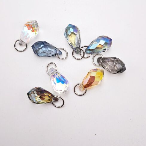 INSPIRELLE 120 Pieces Crystal Teardrop Charms Multicolor Glass Faceted Waterdrop Pendants for Jewerly Craft Making 8x13mm in Kuwait