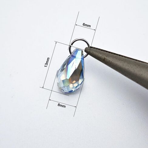 INSPIRELLE 120 Pieces Crystal Teardrop Charms Multicolor Glass Faceted Waterdrop Pendants for Jewerly Craft Making 8x13mm in Kuwait