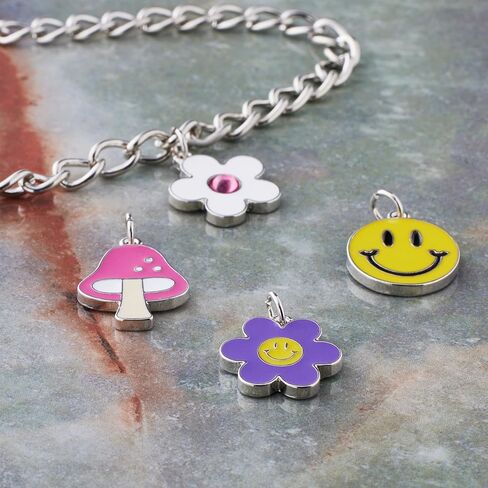 Bead Landing Enamel Flower, Smile & Mushroom Charm Mix Charms for DIY Jewelry Making, Necklaces, Bracelets & Keychains, 12 Pack in Kuwait
