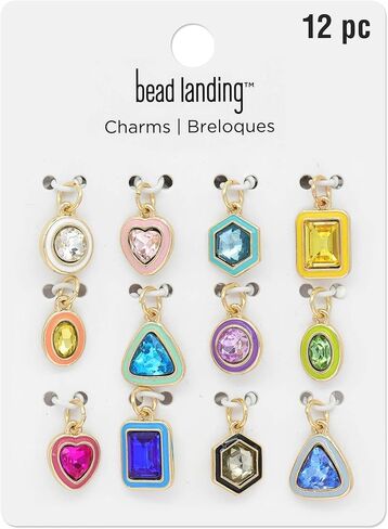Bead Landing Enamel Gems Charm Mix Charms for DIY Jewelry Making, Necklaces, Bracelets & Keychains, 12 Pack in Kuwait